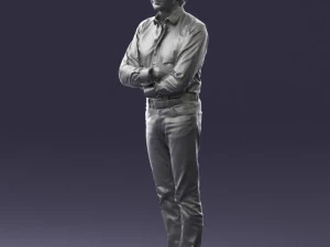 000500 Middle Aged Man Standing with Arms Crossed 3D Model