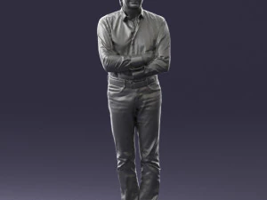 000500 Middle Aged Man Standing with Arms Crossed 3D Model