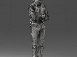 000500 Middle Aged Man Standing with Arms Crossed 3D Model