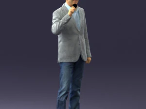 000503 Male Reporter with Microphone Presenter Character 3D Model