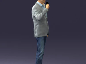 000503 Male Reporter with Microphone Presenter Character 3D Model