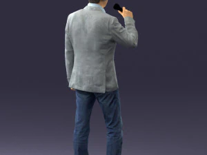 000503 Male Reporter with Microphone Presenter Character 3D Model