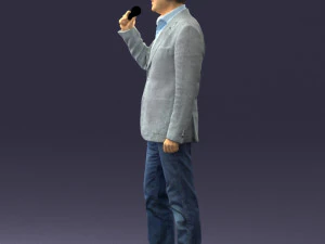 000503 Male Reporter with Microphone Presenter Character 3D Model
