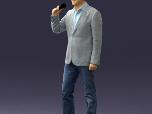 000503 Male Reporter with Microphone Presenter Character 3D Model