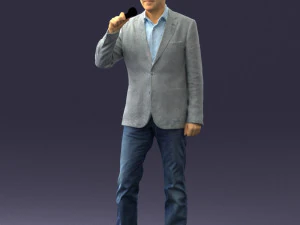 000503 Male Reporter with Microphone Presenter Character 3D Model