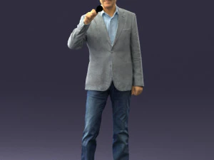 000503 Male Reporter with Microphone Presenter Character 3D Model