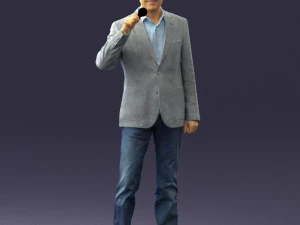 000503 Male Reporter with Microphone Presenter Character 3D Model