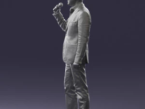 000503 Male Reporter with Microphone Presenter Character 3D Model