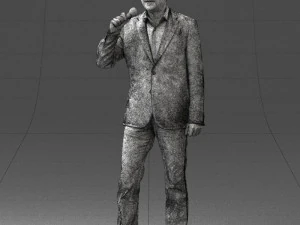 000503 Male Reporter with Microphone Presenter Character 3D Model