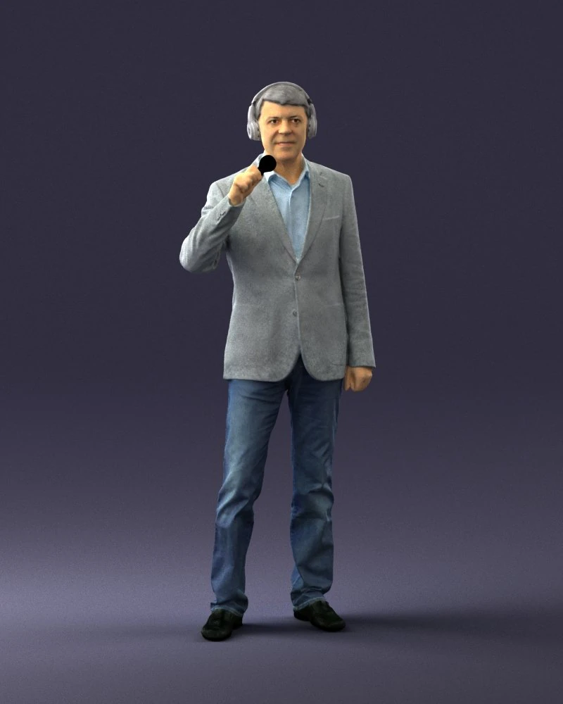 000503 Male Reporter with Microphone Presenter Character 3d print ready 3D Print Model .c4d .max .obj .3ds .fbx .stl .blend 