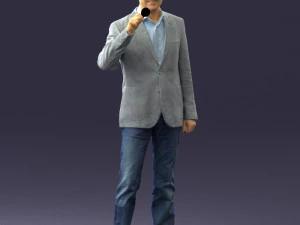 000503 Male Reporter with Microphone Presenter Character 3d print ready 3D Print Model