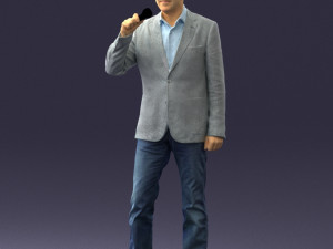 man with microphone 0167 3d print ready Model do druku 3D