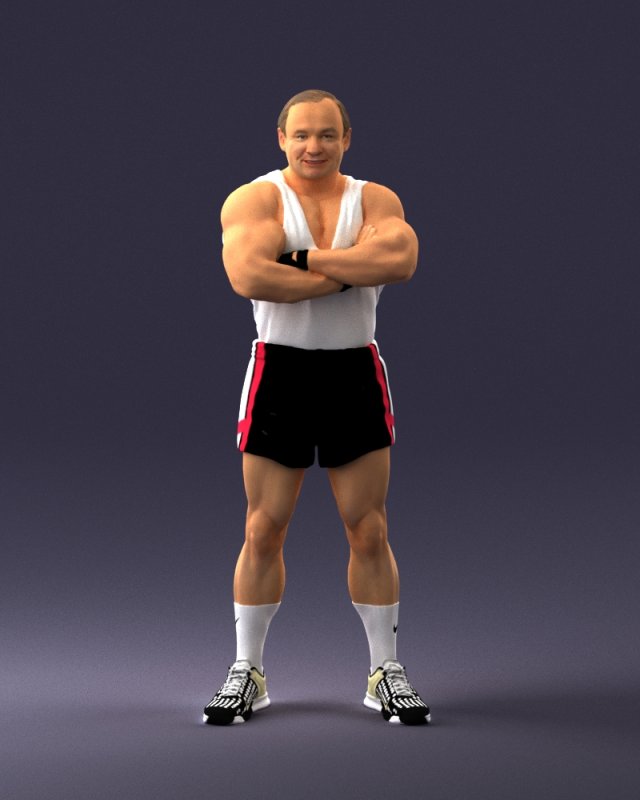 man in shorts 0168 3D Модель .c4d .max .obj .3ds .fbx .stl .blend 
