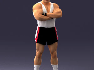 000504 Muscular Athlete Man Standing Fitness Character 3D Model
