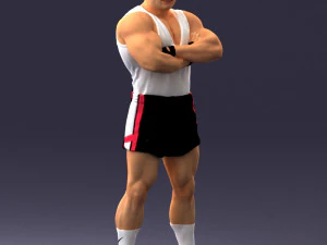 000504 Muscular Athlete Man Standing Fitness Character 3D Model