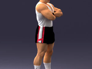 000504 Muscular Athlete Man Standing Fitness Character 3D Model