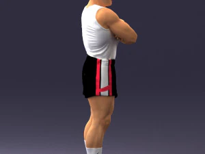 000504 Muscular Athlete Man Standing Fitness Character 3D Model