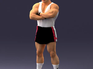 000504 Muscular Athlete Man Standing Fitness Character 3D Model