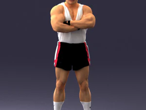 000504 Muscular Athlete Man Standing Fitness Character 3D Model