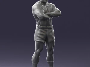 000504 Muscular Athlete Man Standing Fitness Character 3D Model