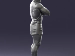 000504 Muscular Athlete Man Standing Fitness Character 3D Model