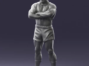 000504 Muscular Athlete Man Standing Fitness Character 3D Model