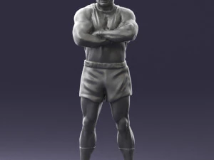 000504 Muscular Athlete Man Standing Fitness Character 3D Model