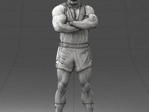 000504 Muscular Athlete Man Standing Fitness Character 3D Model