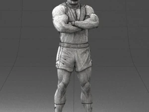 000504 Muscular Athlete Man Standing Fitness Character 3D Model