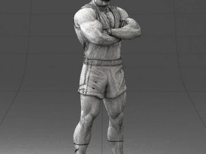 000504 Muscular Athlete Man Standing Fitness Character 3D Model