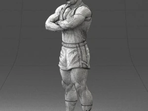 000504 Muscular Athlete Man Standing Fitness Character 3D Model