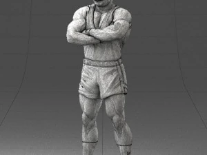000504 Muscular Athlete Man Standing Fitness Character 3D Model