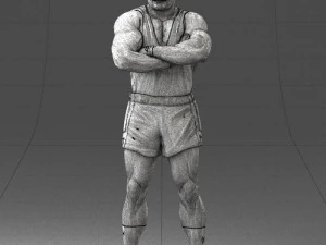 000504 Muscular Athlete Man Standing Fitness Character 3D Model