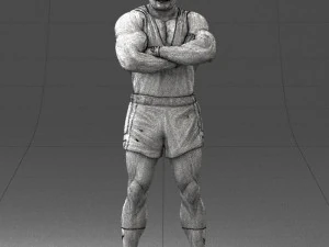 000504 Muscular Athlete Man Standing Fitness Character 3D Model