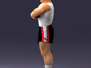 000504 Muscular Athlete Man Standing Fitness Character 3d print ready 3D Print Model