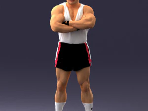 000504 Muscular Athlete Man Standing Fitness Character 3d print ready 3D Print Model