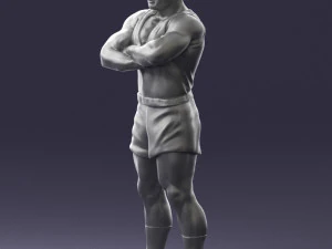 000504 Muscular Athlete Man Standing Fitness Character 3d print ready 3D Print Model