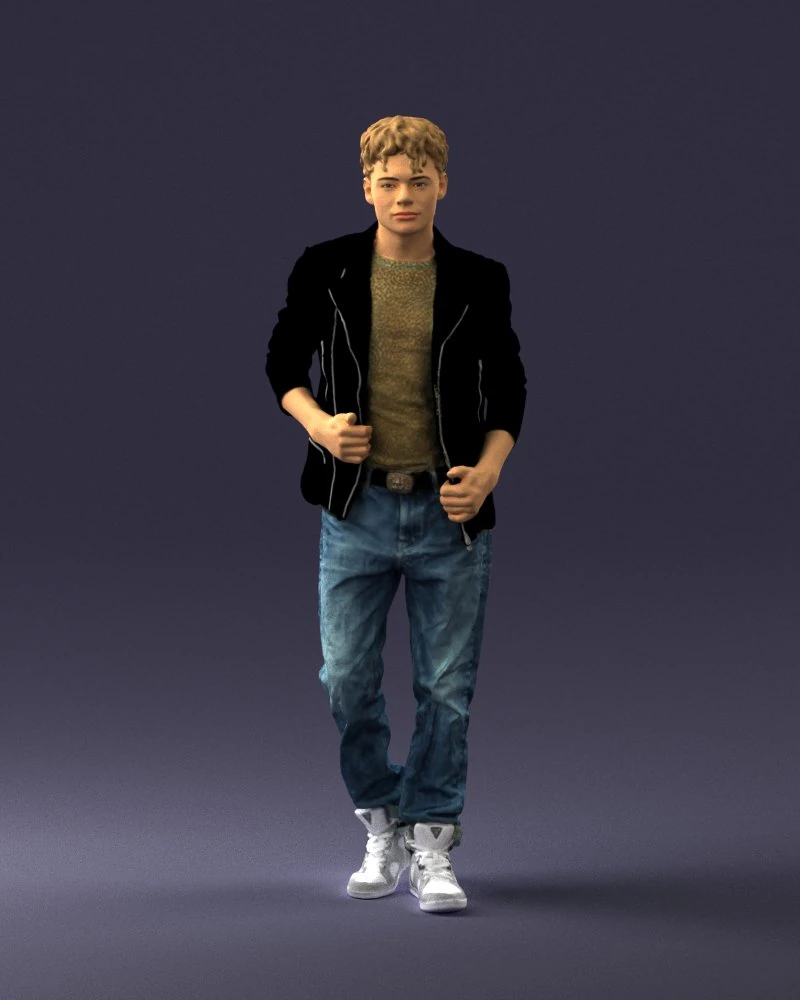 000506 Young Man Walking Casual Urban Male Character 3D Model .c4d .max .obj .3ds .fbx .stl .blend 