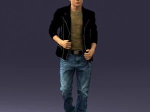 000506 Young Man Walking Casual Urban Male Character 3D Model