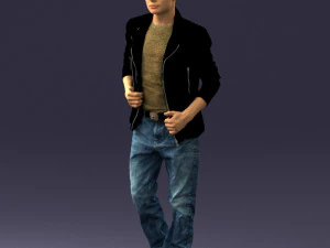 000506 Young Man Walking Casual Urban Male Character 3D Model