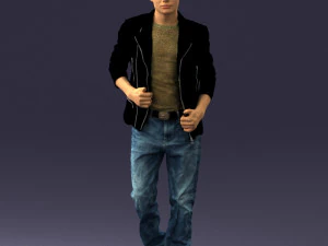 000506 Young Man Walking Casual Urban Male Character 3D Model