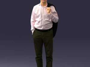 000507 Business Man Standing with Jacket Casual Office Male Character 3D Model