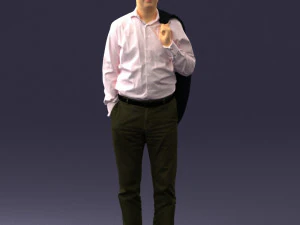 000507 Business Man Standing with Jacket Casual Office Male Character 3d print ready 3D Print Model
