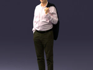 000507 Business Man Standing with Jacket Casual Office Male Character 3d print ready 3D Print Model