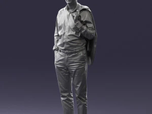 000507 Business Man Standing with Jacket Casual Office Male Character 3d print ready 3D Print Model