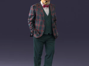 000508 Elegant Older Man with Pipe Stylish Gentleman Character 3D Model