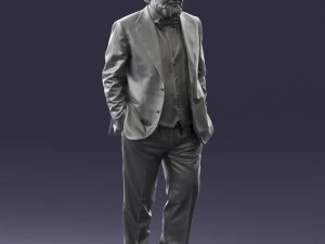 000508 Elegant Older Man with Pipe Stylish Gentleman Character 3D Model