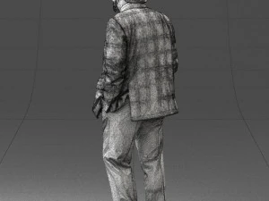 000508 Elegant Older Man with Pipe Stylish Gentleman Character 3D Model