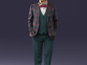 000508 Homem mais velho elegante com cachimbo Elegante cavalheiro personagem pronto para impress&atilde;o 3D Modelo de Impressão 3D