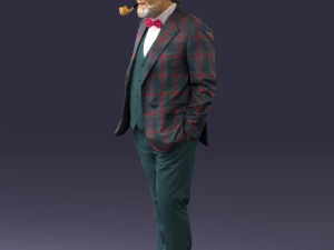 000508 Elegant Older Man with Pipe Stylish Gentleman Character 3d print ready 3D Print Model